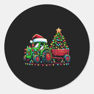 Christmas Tractor Boys Santa Xmas Farm Truck  Classic Round Sticker