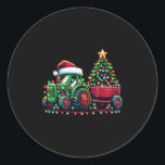 Christmas Tractor Boys Santa Xmas Farm Truck  Classic Round Sticker<br><div class="desc">Christmas Tractor Boys Santa Xmas Farm Truck</div>