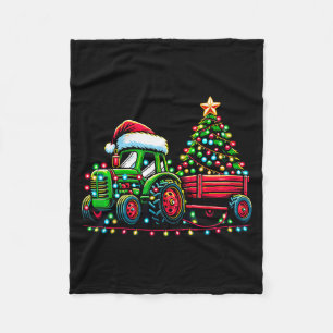 Christmas Tractor Boys Santa Xmas Farm Truck  Fleece Blanket
