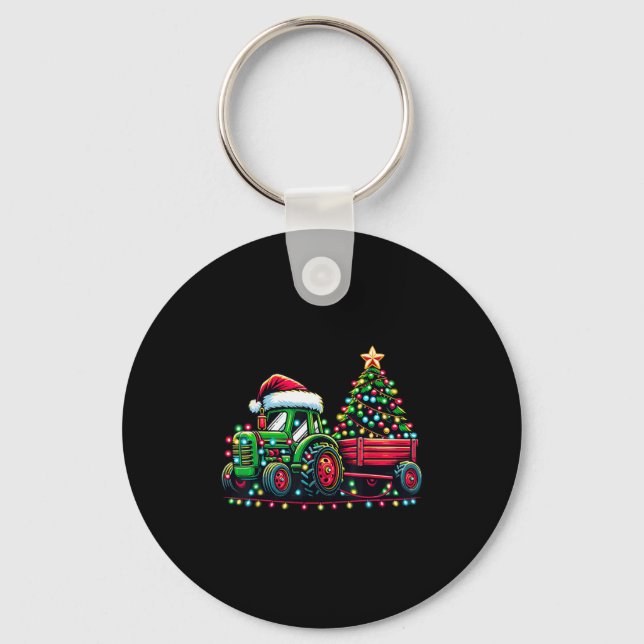 Christmas Tractor Boys Santa Xmas Farm Truck  Key Ring (Front)