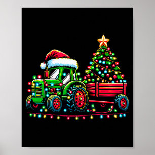 Christmas Tractor Boys Santa Xmas Farm Truck  Poster