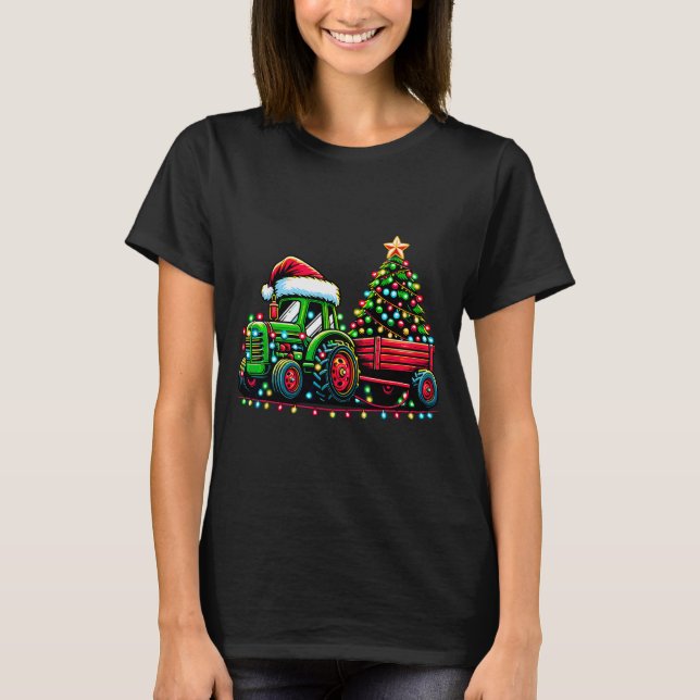 Christmas Tractor Boys Santa Xmas Farm Truck  T-Shirt (Front)