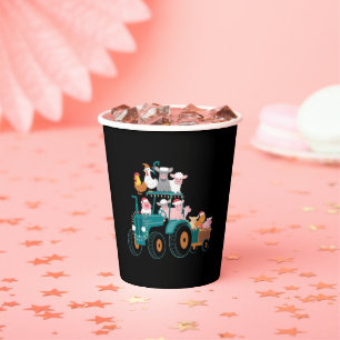 Christmas Tractor Farm Funny Holiday Paper Cups