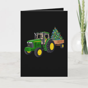 Christmas Tractor Farm Tree Xmas Lights Holiday Card