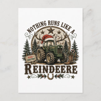 Christmas Tractor Reindeer Invitation Postcard