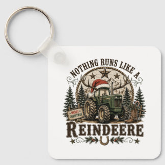 Christmas Tractor Reindeer Key Ring