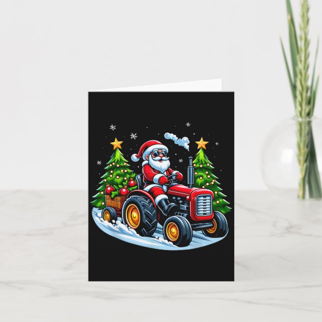 Christmas Tractor Santa Xmas Farm Truck Men Boys K Card (Front)