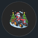 Christmas Tractor Santa Xmas Farm Truck Men Boys K Classic Round Sticker<br><div class="desc">Christmas Tractor Santa Xmas Farm Truck Men Boys Kids</div>