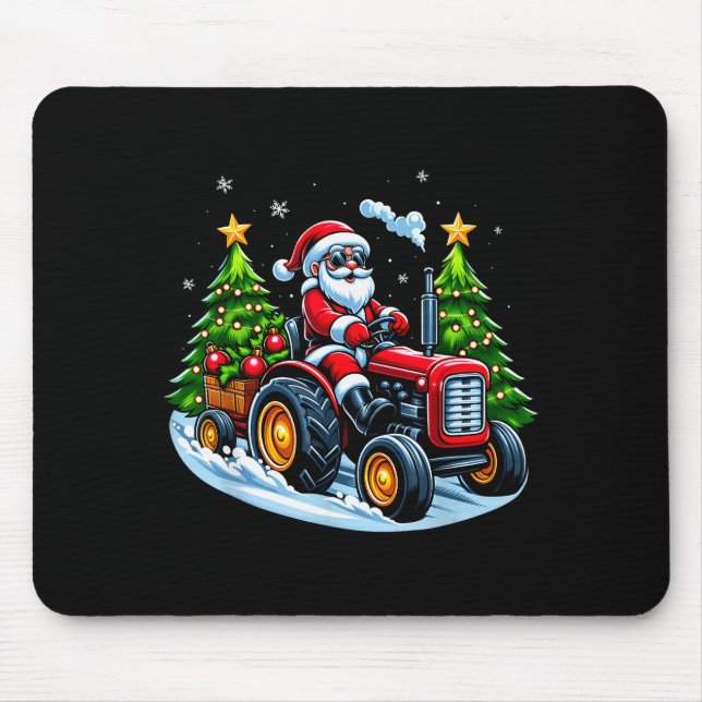 Christmas Tractor Santa Xmas Farm Truck Men Boys K Mouse Mat (Front)