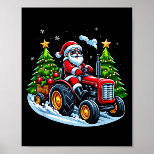 Christmas Tractor Santa Xmas Farm Truck Men Boys K Poster