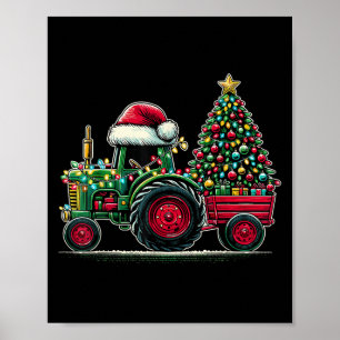 Christmas Tractor Santa Xmas Farm Truck  Poster