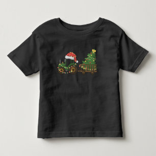 Christmas Tractor With Tree Farmer Farm Toddler T-Shirt
