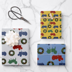 Christmas Tractors patterned Wrapping Paper Sheet