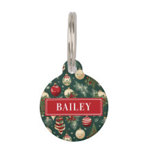 Christmas Traditional Custom Dog Name Round