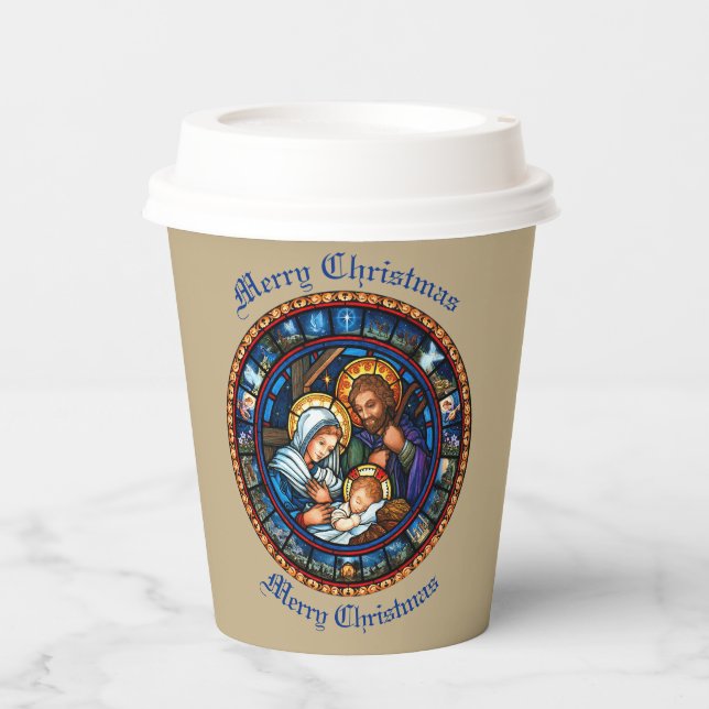 Christmas Traditional Nativity Scene  Paper Cups (Front)