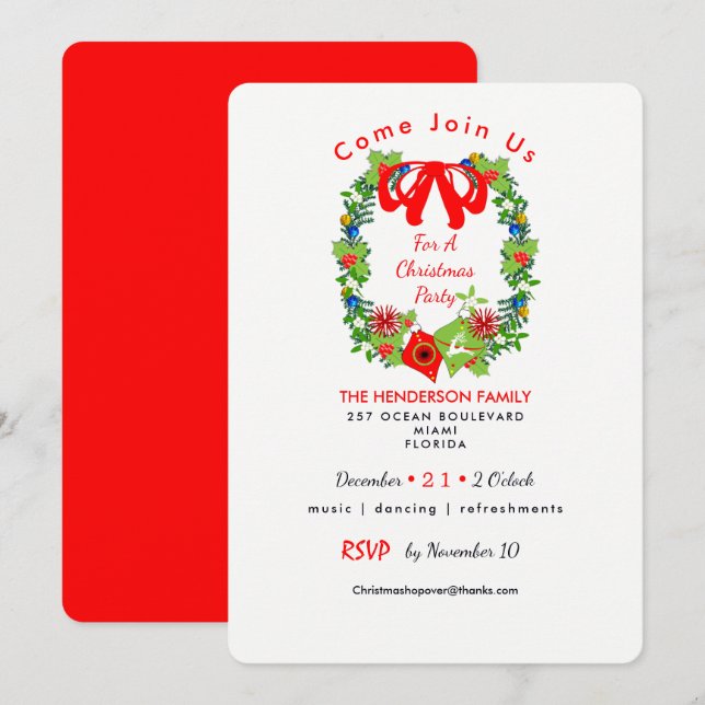 Christmas Traditional Party Invite (Front/Back)
