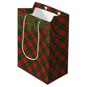 Christmas Traditional Plaid Tartan Medium Gift Bag