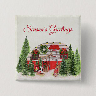 Christmas Trailer Camper Outdoorsy Theme 15 Cm Square Badge