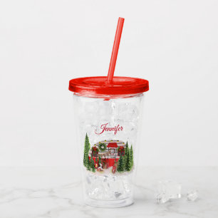Christmas Trailer Camper Outdoorsy Theme Acrylic Tumbler