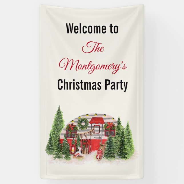 Christmas Trailer Camper Outdoorsy Theme Banner (Vertical)