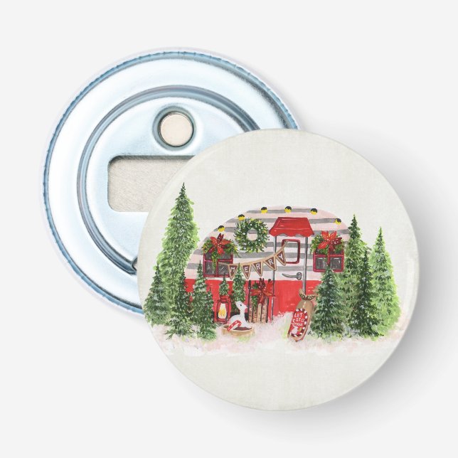 Christmas Trailer Camper Outdoorsy Theme Bottle Opener (Front)