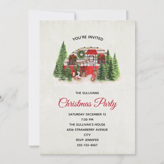 Christmas Trailer Camper Outdoorsy Theme Invitation (Front)