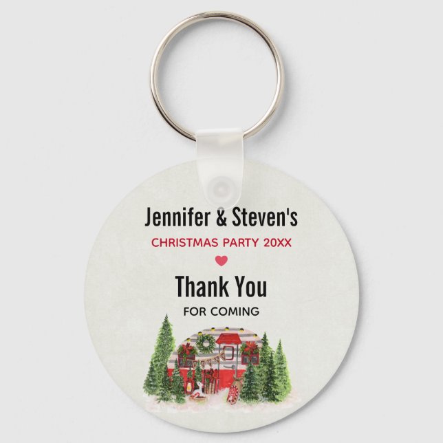 Christmas Trailer Camper Outdoorsy Theme Key Ring (Front)