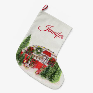 Christmas Trailer Camper Outdoorsy Theme Large Christmas Stocking