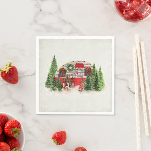 Christmas Trailer Camper Outdoorsy Theme Napkin