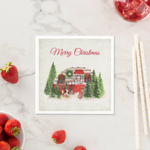  Christmas Trailer Camper Outdoorsy Theme Napkin