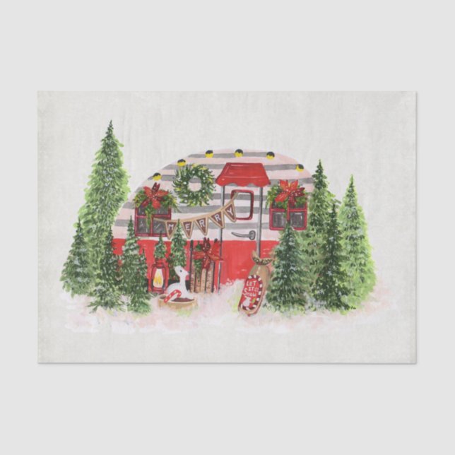 Christmas Trailer Camper Outdoorsy Theme Tissue Paper (Front)