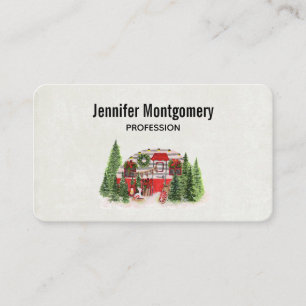 Christmas Trailer Camper Rustic Scene Business Card