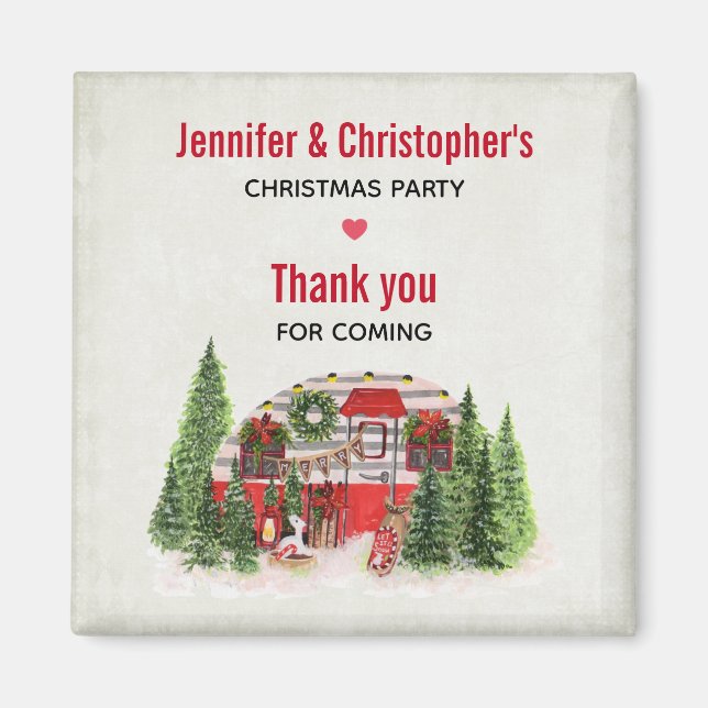  Christmas Trailer Camper Rustic Scene Thank You Magnet (Front)