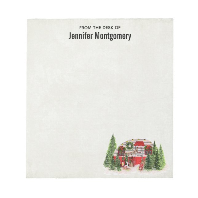 Christmas Trailer Camper Rustic Theme Notepad (Front)