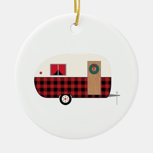 Christmas Trailer Ceramic Tree Decoration (Front)