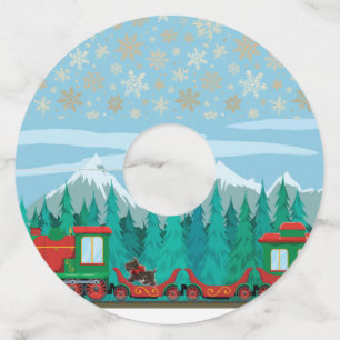 Christmas Train and Little Dog Wine Glass Tag