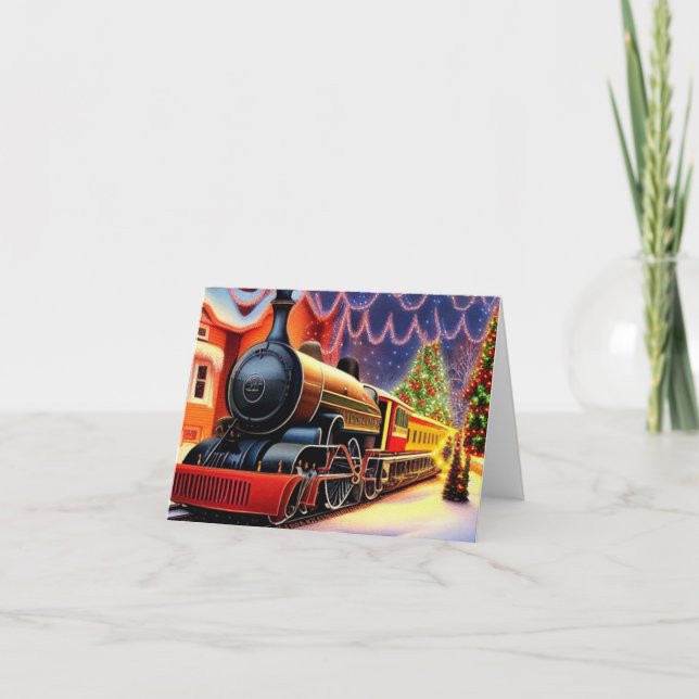 Christmas train blank budget holiday card (Front)