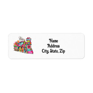 Christmas Train Boho Cute Pink Holiday Address
