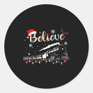 Christmas Train Christmas Believe Express Xmas San Classic Round Sticker
