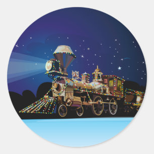 Christmas Train Classic Round Sticker