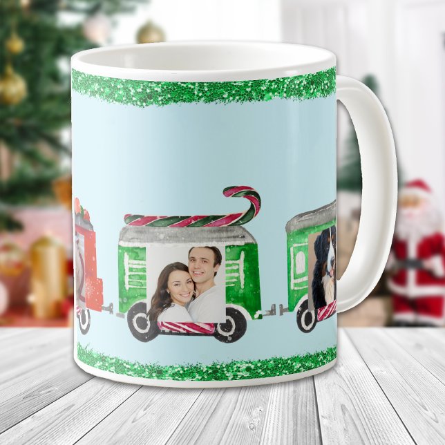 Christmas Train Family Photo Template Coffee Mug (Creator Uploaded)