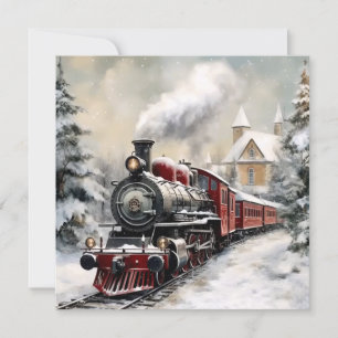 Christmas Train Flat Holiday Card
