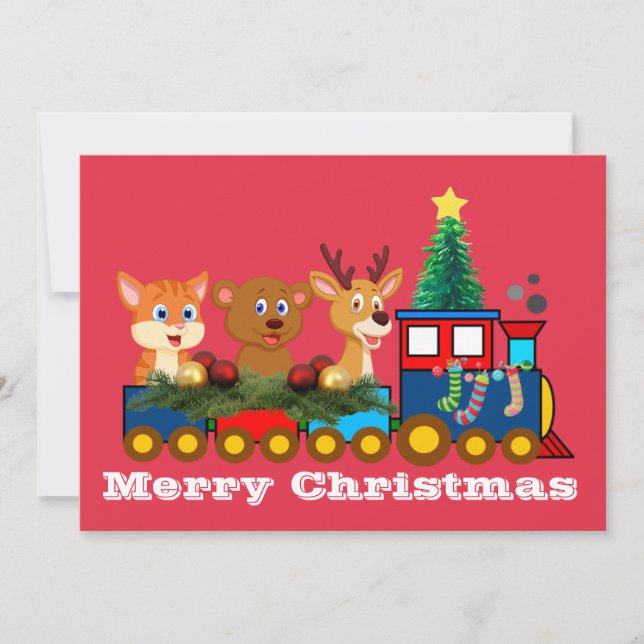 Christmas Train Flat Holiday Card (Front)