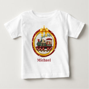 Christmas Train for Kids & Toddlers I Custom Name Baby T-Shirt