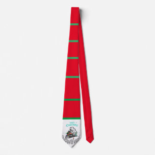 Christmas train holiday mens tie trees