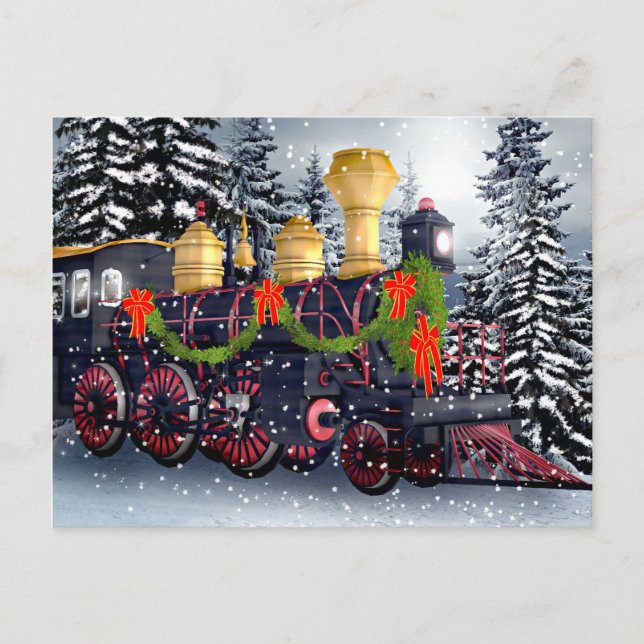 Christmas train holiday postcard (Front)