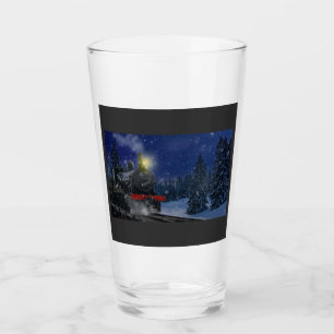 Christmas Train in the snow Glass