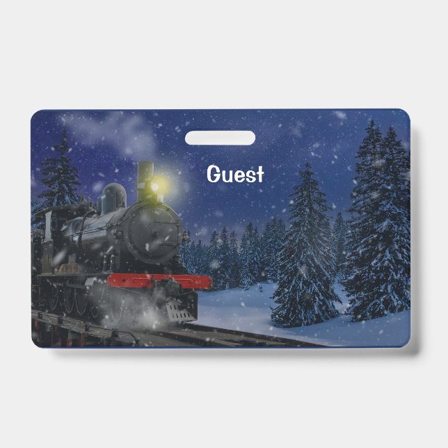 Christmas Train in the snow  ID Badge (Front)
