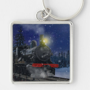 Christmas Train in the snow Key Ring