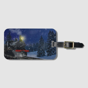 Christmas Train in the snow Luggage Tag